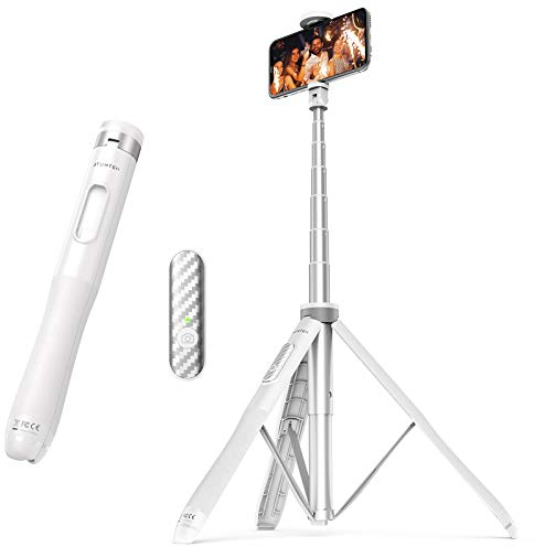 ATUMTEK 51'’ Perche Selfie Trépied, Selfie Stick avec Aluminium Résistant et Pieds Antidérapants Trépied Smartphone TikTok pour iPhone et Android, Enregistrement Vidéo, Blogage, Streaming en Direct