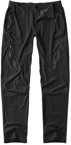Postropaky Mens Hiking Quick Dry Lightweight Waterproof Fishing Pants Outdoor Travel Climbing Stretch Pants (Black, 36W x 30L)