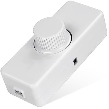 VIPMOON Inline LED Dimmer Switch, Trailing Edge Dimmer Switches for 3-100W LED Halogen/Incandescent Light, Built-in Rotary On/Off Control (White)