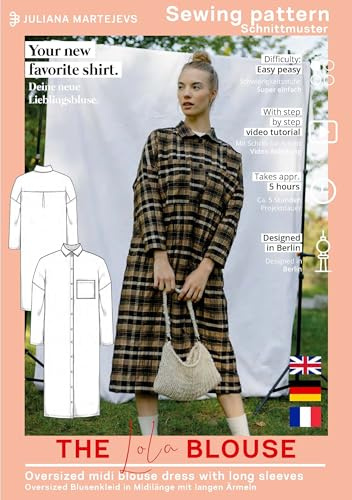Schnittmuster Blusenkleid Hemdbluse Damen (Gr. XS-XXXL) Papierschnittmuster mit Nähanleitung zum Nähen