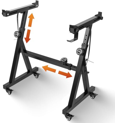 STRICH Schwerer E-Piano-Ständer mit Rollen & Standpads – Verstellbarer, Tragbarer Z-Stil Keyboardständer für 54 / 61 / 88 Tasten Digitalpianos, Stabiler Metallständer, SKT-02S