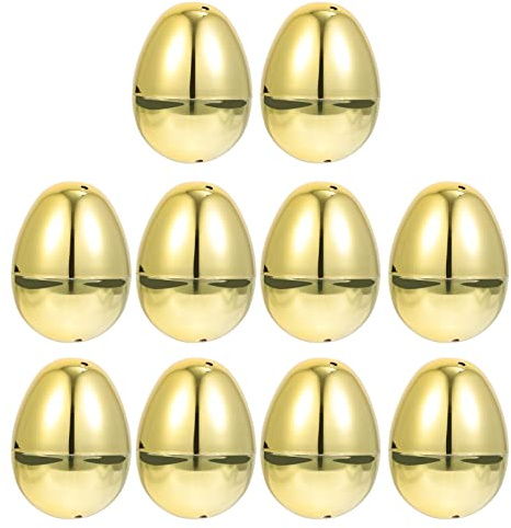 Healifty 10 Stück Goldene Ostereier Ostereier zum Befüllen Dekorative Faux Gefälschte Eier Ostern Partygeschenke Favor für Ostern Themenparty Gunst, Eierjagd, Korb Stuffs Füllstoffe