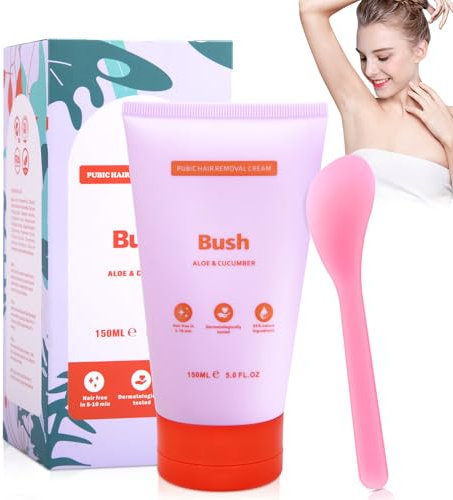 Bye Bye Bush Haarentfernungscreme, 150ml Enthaarungscreme Intimbereich für Männer Frauen, Milde natürliche Formel Hair Removal Cream für Achselhöhlen Beine Intimbereich