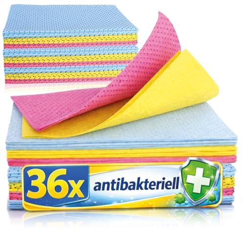 com-four® 36x Reinigungstücher mit Noppenstruktur - robuste Putztücher gegen hartnäckigen Schmutz - wiederverwendbare, antibakterielle Wischtücher für Küche, Bad und Haushalt