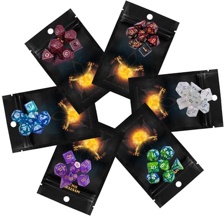 Cusdie 7-Die Mystery Dice Set with Blind Bag - Collectible RPG DND Dice for Tabletop Gaming Dungeons & Dragons