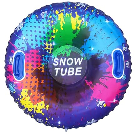 Satiskid Trineo inflable para adultos y niños, 95 cm, neumáticos de nieve con asas, resistente a los arañazos, manguera de nieve, neumáticos para deportes de invierno al aire libre