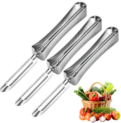 Peelers for Kitchen, 3-Pack Stainless Steel Potato and Vegetable Peelers, Compact Size 17 x 2 cm, Ergonomic Design for Easy Peeling Tasks, Suitable for Elderly Users and Home Cooks