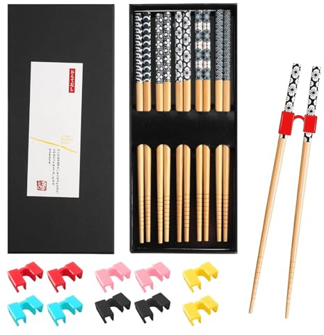 Junhonze 5 Pezzi Bacchette Sushi Personalizzate - Bacchette Giapponesi - Chopsticks Riutilizzabili, Adatto Per Cucine Domestiche, Ristoranti Di Hotel (Confezione Squisita)