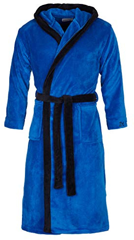 Di Ficchiano Herren MONZA Bademantel mit Kapuze Morgenmantel Herren Nachtwäsche Saunamantel Öko-Tex Standard 100 verifiziert - XXL, Blue Black