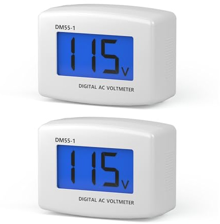 DROK Electric Voltage Testers 2pcs, AC 80-300V LCD Display Flat Plug Voltmeter Electrical Outlet Tester Plug in Digital Voltage Meter