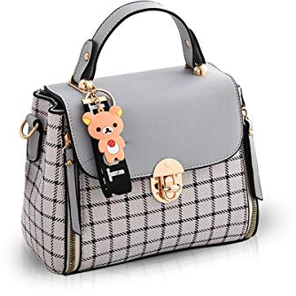 NICOLE&DORIS Handtaschen für Damen Niedliche Umhängetasche Mädchen Reißverschluss Handtasche PU Leder Schultertasche Crossbody Bag Grau