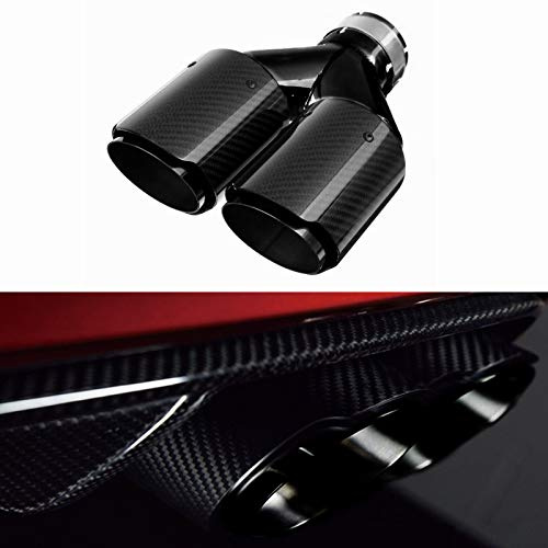 Umisu Embout d'Échappement Double de Voiture en Fibre de Carbone Tuyau d'Échappement Noir Extrémité Arrière pour Voiture 63-89mm