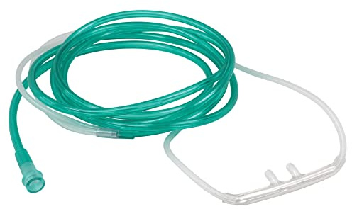 Sunset Healthcare Solutions 5pk 7Ft Soft Adult High Flow Oxygen Nasal Cannula w/Kink-Free Supply Tubing (RES1107SHF), Green