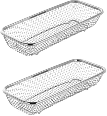 BYEGOU Kitchen Drawer Organizer, Stainless Steel Storage Container Metal Cabinet Storage Basket for Holding Silverware Kitchen Utensil, Pack of 2