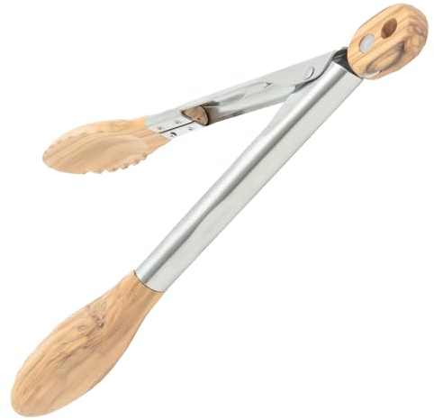 Pinze da cucina Boxiki Kitchen con punte in legno - Pinze in legno ideali per barbecue, insalate, tostapane, pane e sottaceti - Realizzate in legno di olivo naturale