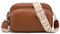 GUQTLUN Crossbody Bag Damen Leder Umhängetasche Damen Breiter Gurt Stylish Schultertasch Damen Moderne Tasche Crossbag Damen Handytasche zum Umhängen Braun