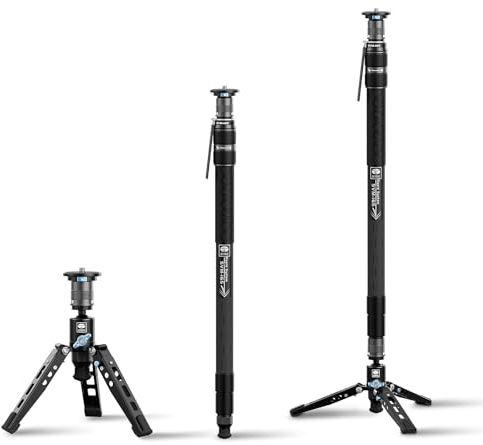SIRUI SVM-165 Einbeinstativ Rapid System für Kameras, 165,1 cm Kohlefaser Einbeinstativ mit Füßen, schnelle Höhenverstellung, leichtes Reise-Einbeinstativ für DSLR-Kamera, modulares 3-in-1