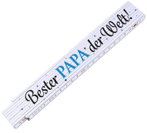 GRAVURZEILE Zollstock 2 Meter mit UV Druck - Bester Papa der Welt - Gliedermaßstab mit Winkelanzeige - Aus Buchenholz - Geschenke für Männer Papa Onkel und Opa – Tolle Vatertagsgeschenke