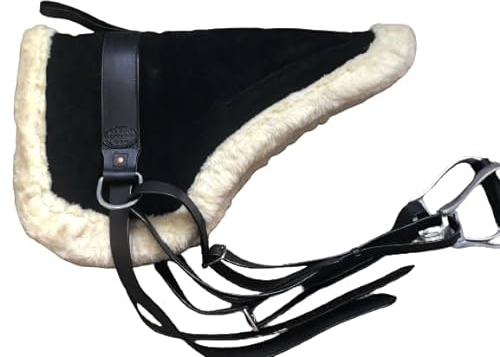 EQUIGEAR Western-Bareback-Schabracke aus schwarzem Wildleder mit Steigbügeln aus Leder und Steigbügeln