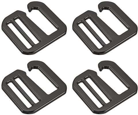 QUARKZMAN 4Pcs 20mm/0.79 Hebillas de Metal en Forma de G Ajustables Deslizadores Planos Tri-Glide para Correas de Mochila, Gris Oscuro