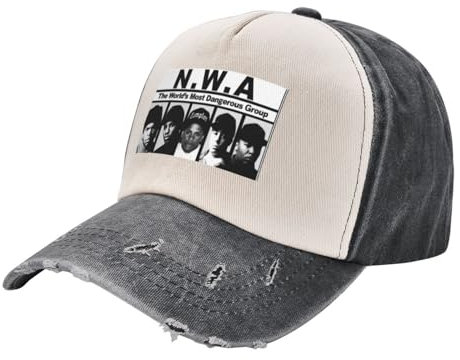 HEBUOUI Sonnenhut Männer Retro NWA Ice Cube Baseballmützen Unisex Distressed Washed Snapback Cap MC Ren Jahreszeiten Reise Hut Cap Papa Geburtstagsgeschenke