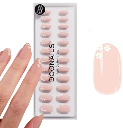 DOONAILS Soft Gel Press On Nails 30er Set Flower Power abgerundete Form Blumen Nägel zum Aufkleben Full Cover in Salonqualität Fake nails soft gel medium Natürliches & angenehmes Tragegefühl