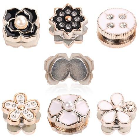 6 Pairs Magnetic Hijab Pins, Black and White No Snag Hijab Magnets
