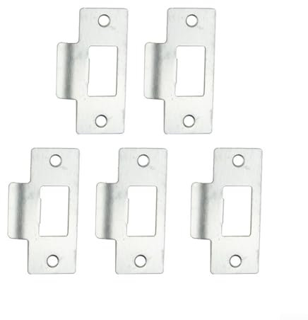 Eawfgtuw Placa plateada para puerta, placa de pestillo de puerta, placa de cierre de puerta de acero inoxidable, placa de golpe de repuesto para puertas oscilantes, placas de puerta ajustables (5