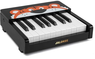 JALOKEE Clavier de Piano pour enfants, Piano numérique 18 touches, Mini cadeau d’instrument éducatif de musique, jouet en bois pour les tout-petits filles garçons (Noir)