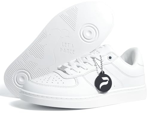 Unisex Dance Sneakers Spin Sole Comfortable Men's and Women's White Dance Shoes for Latin Dancing Bachata Salsa Line Dancing Swing Shuffling Hip Hop