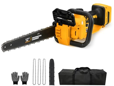 Brushless Electric Chainsaw 12 Cordless Tool Only for Dewalt 20V/60V Battery with Auto Oiler & Security Lock, for Tree Saw Trimming and Branch Wood Cutting (Tool Only)