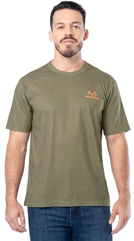 Realtree Men's Short Sleeve Graphic Performance Tee, Moisture Wicking Lightweight T-Shirt for Hunting and Outdoor Lifestyle, Bungee Cord/Outdoor Tail, X-Large