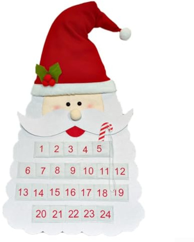 Jultomtens träd kalender i mjukt tyg för dekoration på hemmafest (A) | Festlig dekor, för mångsidig användning för fester, helgdagar, träd, arenor, ger en glad atmosfär