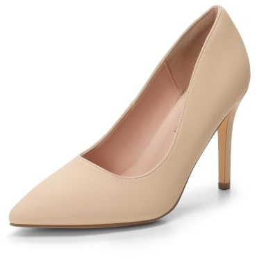 Dream Pairs Zapatos Tacón Alto Cerrado,Desnudo/Nubuck,39