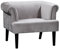 Atlantic Home Collection Charlie Sessel, Armlehnenstuhl mit Massivholzfüßen, Samt, Grau, 74 x 86x 70
