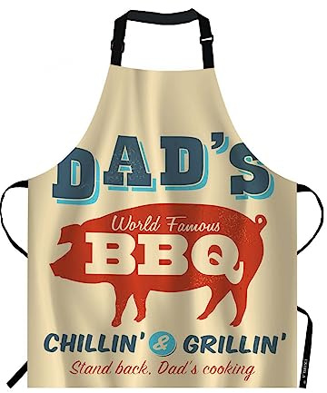 EKOBLA Dad's BBQ Aprons Chillin Grillin Stand Back Dad's Cooking Pig Barbecue Advertising Waterproof Resistant Chef Cooking Kitchen BBQ Adjustable Aprons for Women Men 27x31 Inch