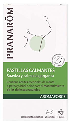 PRANAROM - Aromaforce - Pastillas Calmantes Para La Garganta Con Aceites Esenciales ORGÁNICOS - Calma Y Suaviza - 21 Pastillas