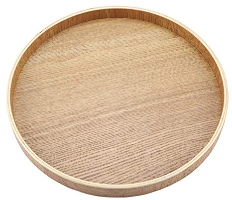 Vassoi da Portata in Legno, Vassoio Rotondo Vassoio in Legno Vassoio da Portata Vintage per Colazione Tè Tavolino Vassoio Decorativo per Frutta Caramelle Cibo Decorazione Domestica(24cm)