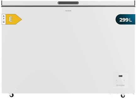 Cecotec Congélateur horizontal Bolero CoolMarket Chest 300 white E. Congélateur 300L, Classe E, Inverter Plus, Double Fonction, Congélation Rapide, Contrôle Électronique et Sécurité Enfants.