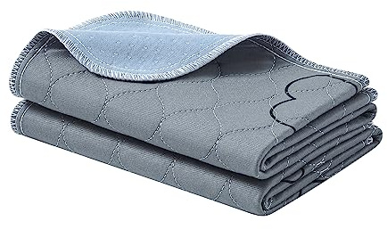 Feandrea Alfombras Lavables para Perros, Alfombras Absorbentes Reutilizables, 61 x 46 cm, Juego de 2, S, Impermeables, Antideslizantes, Alta Absorbencia, para Gatos, Conejos, Gris PTD018G01