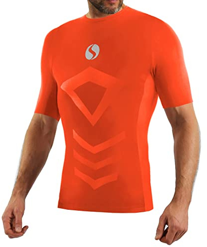 sesto senso Sportundertröjor för män, kortärmad, termoundertröja, kompressionströja, undertröja, apelsin, XXL/3XL