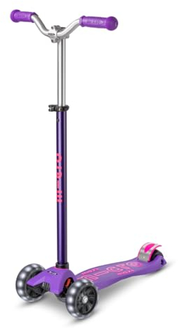 Maxi micro™ Deluxe Pro LED | Das ORIGINAL | Kinder Roller ab 5 Jahren | Premium Kinderroller von 5-7 Jahre | Lenker höhenverstellbar | Kickboard Scooter | 5 6 7 Jahre (Purple)