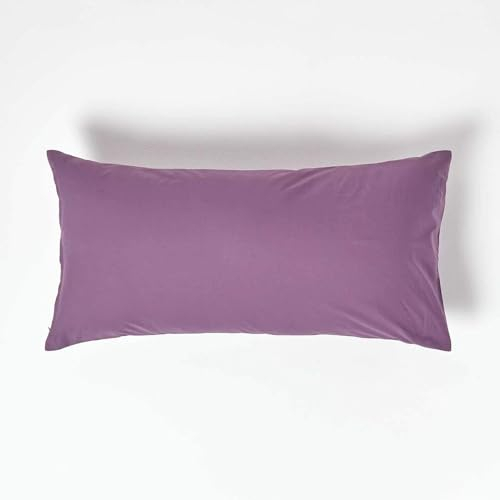 HOMESCAPES 2er-Set Perkal Kissenbezug 40x80 cm lila, Kissenhülle mit Reißverschluss, 100% ägyptische Baumwolle, Fadendichte 200