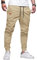 TARAINYA Hosen Herren Chino Jogginghose Cargohosen Kordelzug Outdoor Modern Männer Baumwolle Elastische Stretch mit Taschen HellesKhaki L
