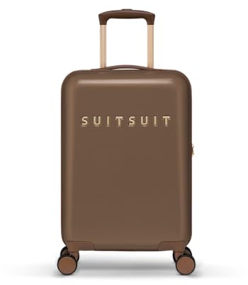 SUITSUIT Handgepäck Koffer mit 4 Rollen 55 x 35 x 20 cm - Hartschalen Kabinentrolley mit TSA-Schloss - Fab Seventies Cocoa Brown