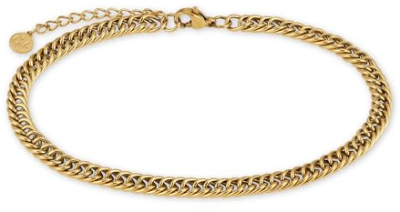 GD GOOD.designs Tobillera para mujeres en oro - Tobillera impermeable ajustable (22-27 cm) I Joyas de tobillo de acero inoxidable dorado para mujeres