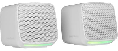 MARSGAMING MS-PRO, Altoparlanti Compatti 10W, RGB Flow Dinamica, Altoparlante PC con Controllo del Volume e Ingresso Jack 3.5mm, Altoparlanti Gaming Compatibili PC/Mac/Smartphone/Tablet, Bianco