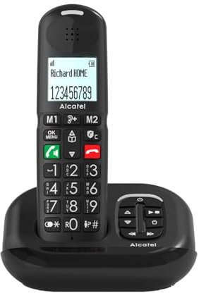 ALCATEL XL685 Voice - Téléphone Fixe sans Fil DECT Senior Format XL avec Répondeur - Écran Haute lisibilité - Grandes Touches - Audio Boost - Mains Libres - Blocage des Appels - Noir