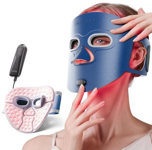 Hello Face Terapia a Luce Rossa per il Viso, Approvata dalla FDA, Maschera LED con 4 Modalità, Luce Blu, Rossa e Infrarossa, Dispositivo PDT per Cura Professionale di Viso e Corpo