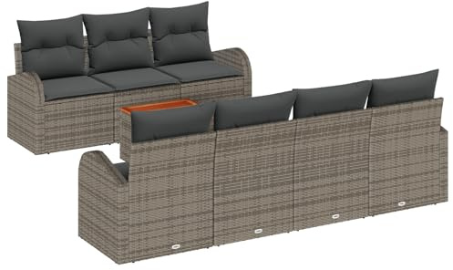 vidaXL Ensemble de canapé de Jardin 8 pc Gris polyrotin